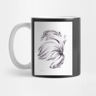 Betta - Charcoal pencil drawing of a Siamese Fighting Fish Mug